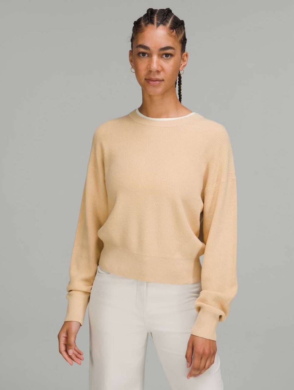 Lululemon Waist Length Crewneck Sweater Prosecco/Lemon Sorbet Size 6